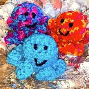 Hand Crafted Crocheted Organic Catnip Colorful Octopus Yarn Cat Interactive Toy